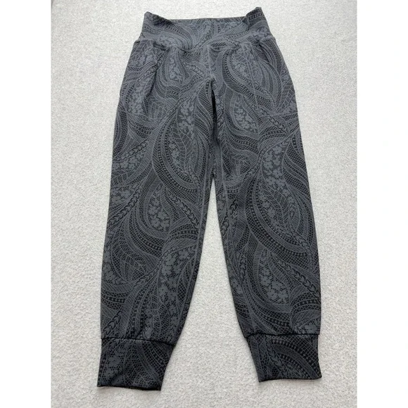Athleta Salutation Textured Jogger Pants Womens M Petite Gray Paisley Stretch Yo - Picture 2 of 14